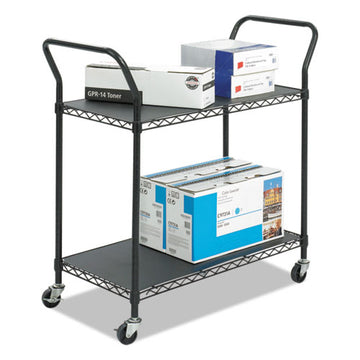 Safco® Wire Utility Cart, Two-shelf, 43.75w X 19.25d X 40.5h, Black freeshipping - TVN Wholesale